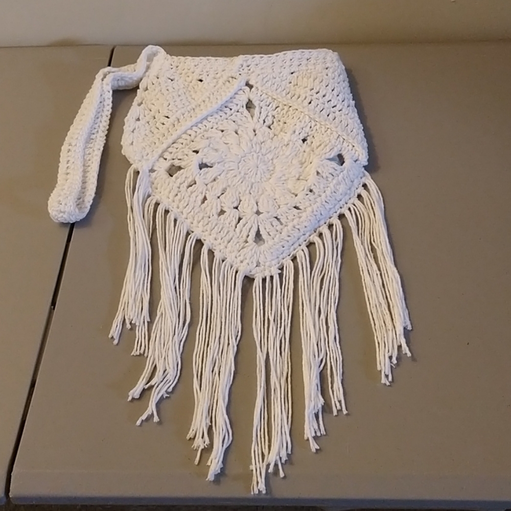 Boho purse white crochet handmade new
